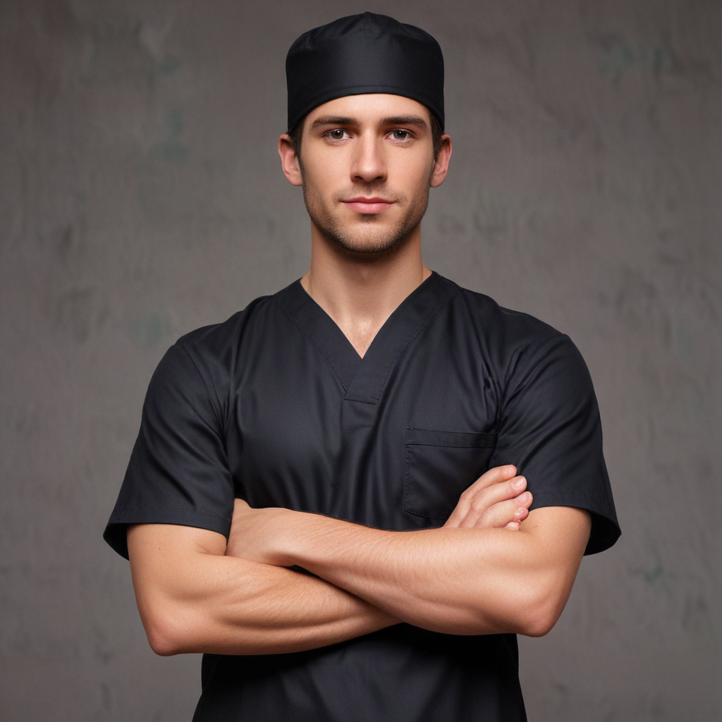 Portrait of a board-certified anesthesiologist in a white coat